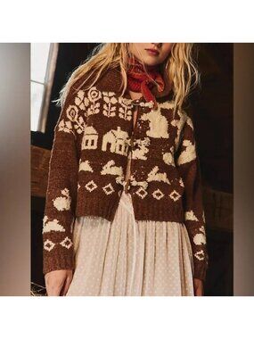 Free People Home Sweet Home Cardigan Cottagecore Vintage Boho Chic Twee Women XS